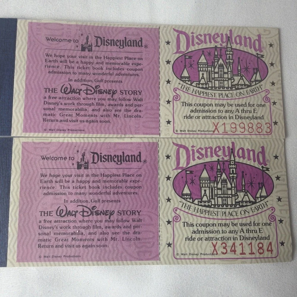 Vintage Disneyland 5 Adventures Courtesy Guest Ticket Book Complete 2 Lot